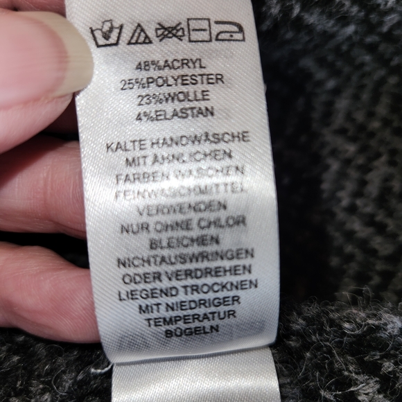 Tahari Wool Blend Open Front Longline Cardigan Size S Black & Gray Cross Front - Picture 11 of 13